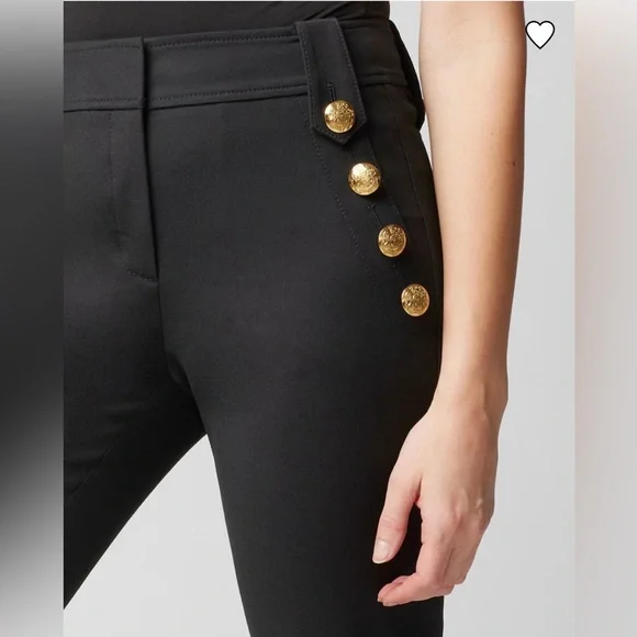 NWT WHBM Jolie Button Straight Lightweight Pants Size 14 L - Ankle 29โ Black - Picture 8 of 9